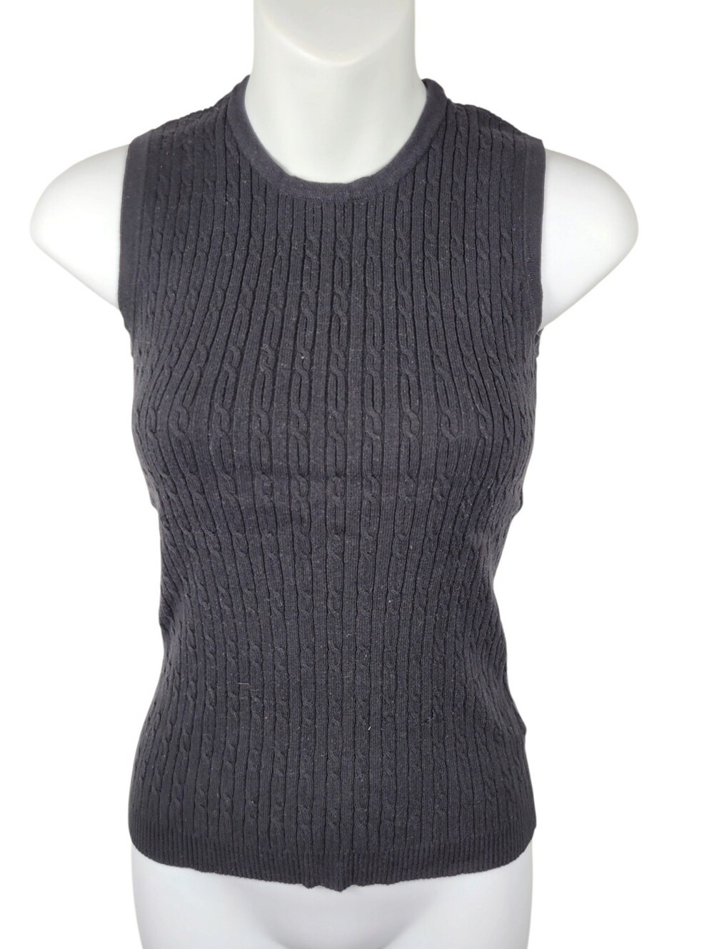 2/$20 Y2K Sarah Spencer Black Cable Twisted Sweater Top Size: Petite Large